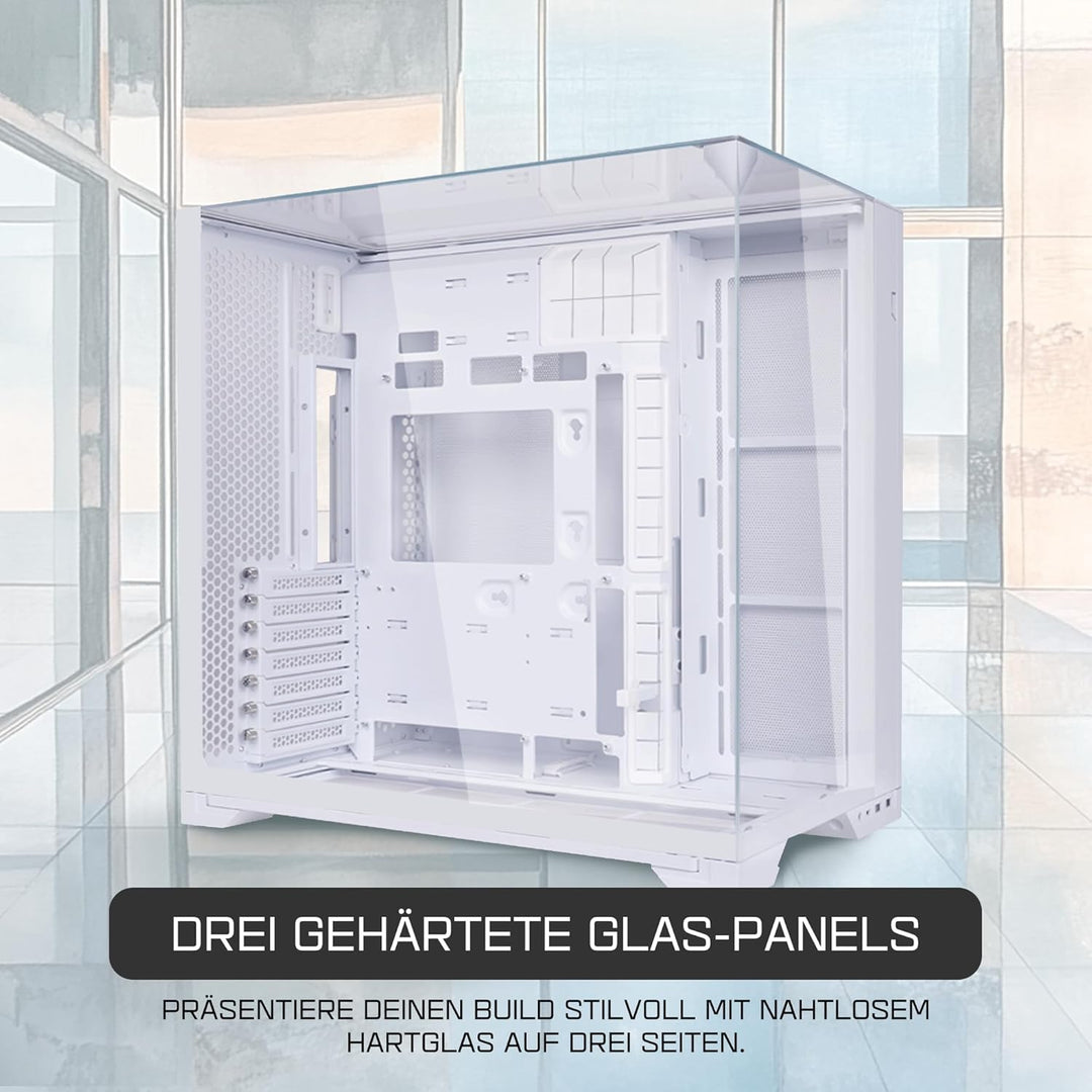 Lian Li O11 Vision Compact Gaming PC Gehäuse ATX Weiss - Midi Tower PC Gehäuse mit Tempered Glass, G