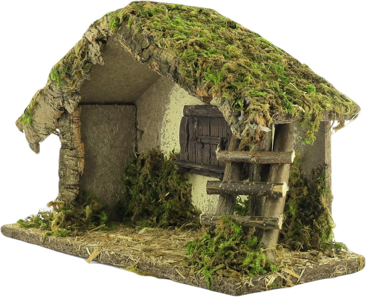 BERTONI leer Krippe Cork-Moss Hütte, Holz, Mehrfarbig, 36 x 16 x 26 cm