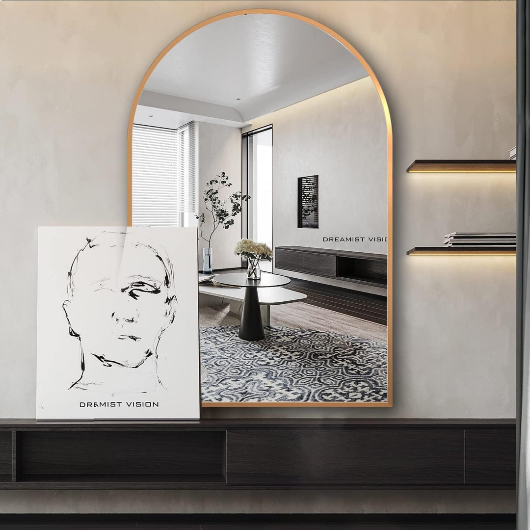 NEUWEABY Gewölbter Wandspiegel für das Badezimmer, 60x90 cm Gewölbter Spiegel Wandspiegel mit Metall