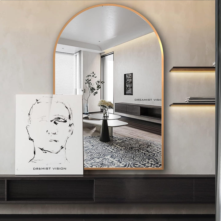 NEUWEABY Gewölbter Wandspiegel für das Badezimmer, 60x90 cm Gewölbter Spiegel Wandspiegel mit Metall