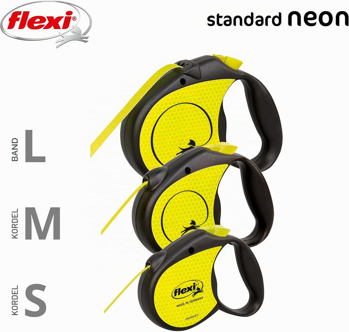 Flexi Roll-Leine Neon Reflect M Seil 5 m Neon/schwarz für Hunde bis max. 20 kg