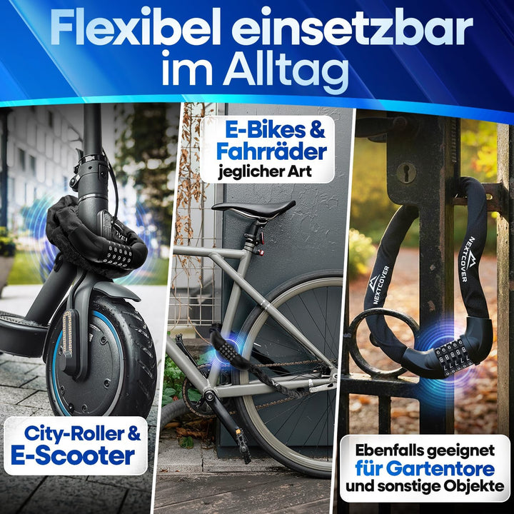 NEXTCOVER® Fahrradschloss LockOne mit Zahlencode I - [SAFESECURE] Zahlenschloss hohe Sicherheit Fahr