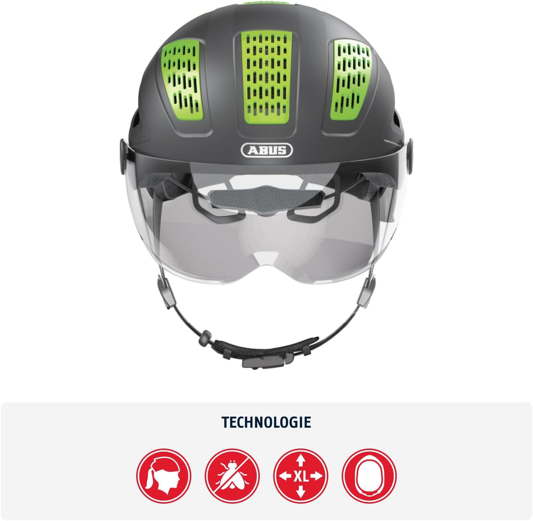 ABUS Stadthelm Hyban 2.0 ACE - Fahrradhelm mit Visier, Licht und ABS-Hartschale - für Damen und Herr