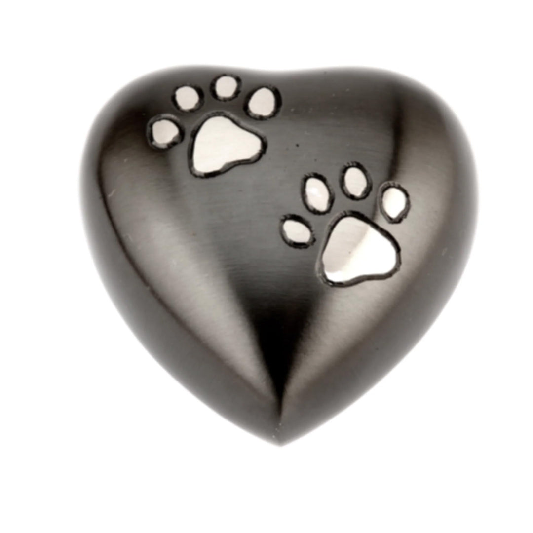 Urns UK Chertsey Gedenkurne für Haustiere herzförmig 7,6 cm Zinnoptik / Schwarz, Schwarz