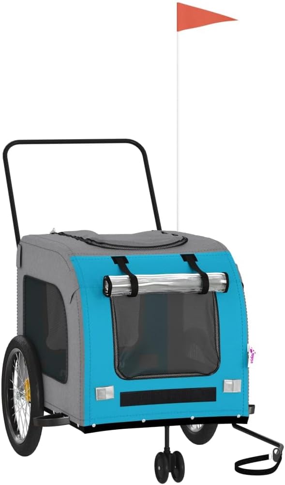 SKM Fahrradanhänger Hunde Blau und Grau Ox -Gewebe und Eisen,Tiere &amp; Tierbedarf,Haustierbedarf,Pet-S
