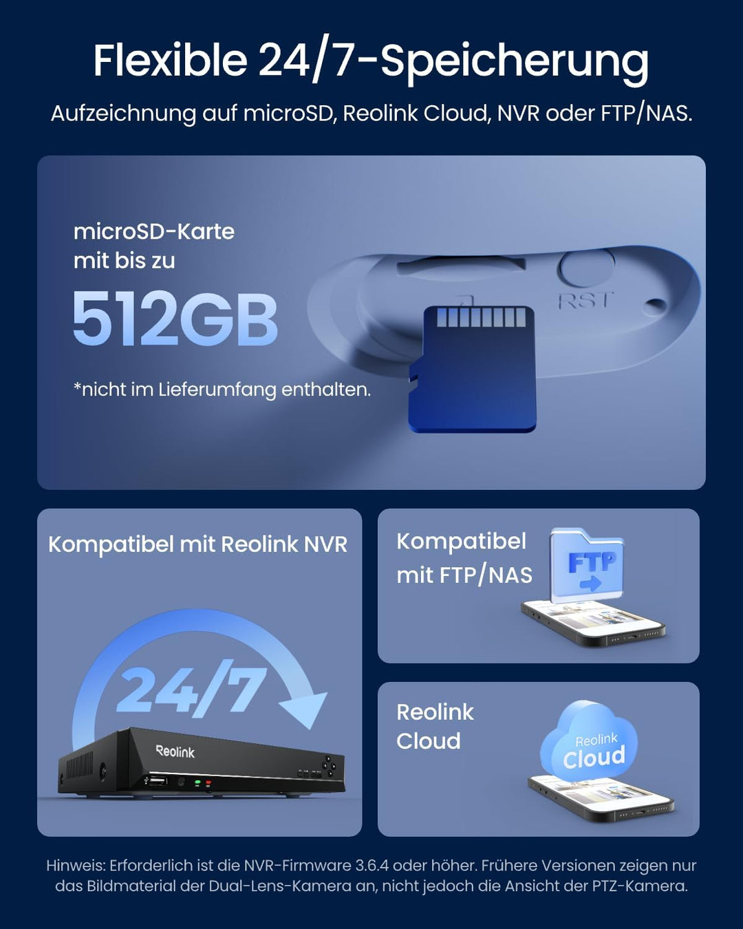 Reolink Dreifachobjektiv PoE Sicherheitskamera für den Aussenbereich, 10MP 180° Panorama & 4K PT mit