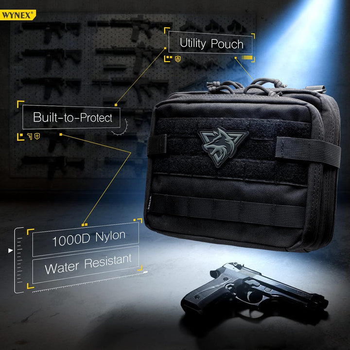 WYNEX Tactical Large Admin Pouch im Double Layer Design, Molle EDC EMT Utility Pouch mit Map Sleeve