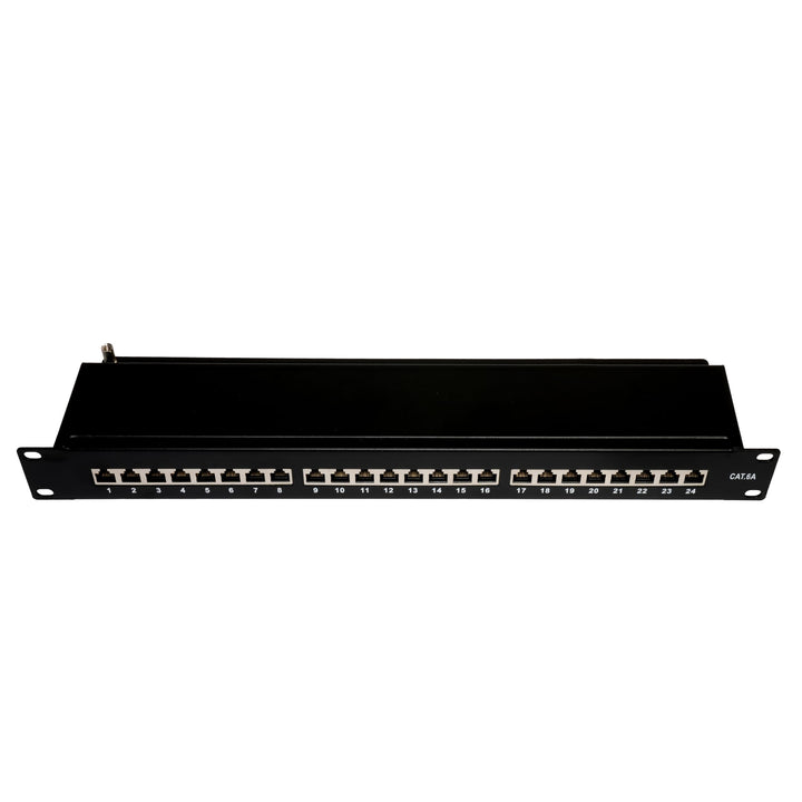 BIGtec 24 Port CAT6a Patchpanel Verteilerfeld Verteiler Patchfeld 500Mhz 10 Gigabit LSA Technik RJ45