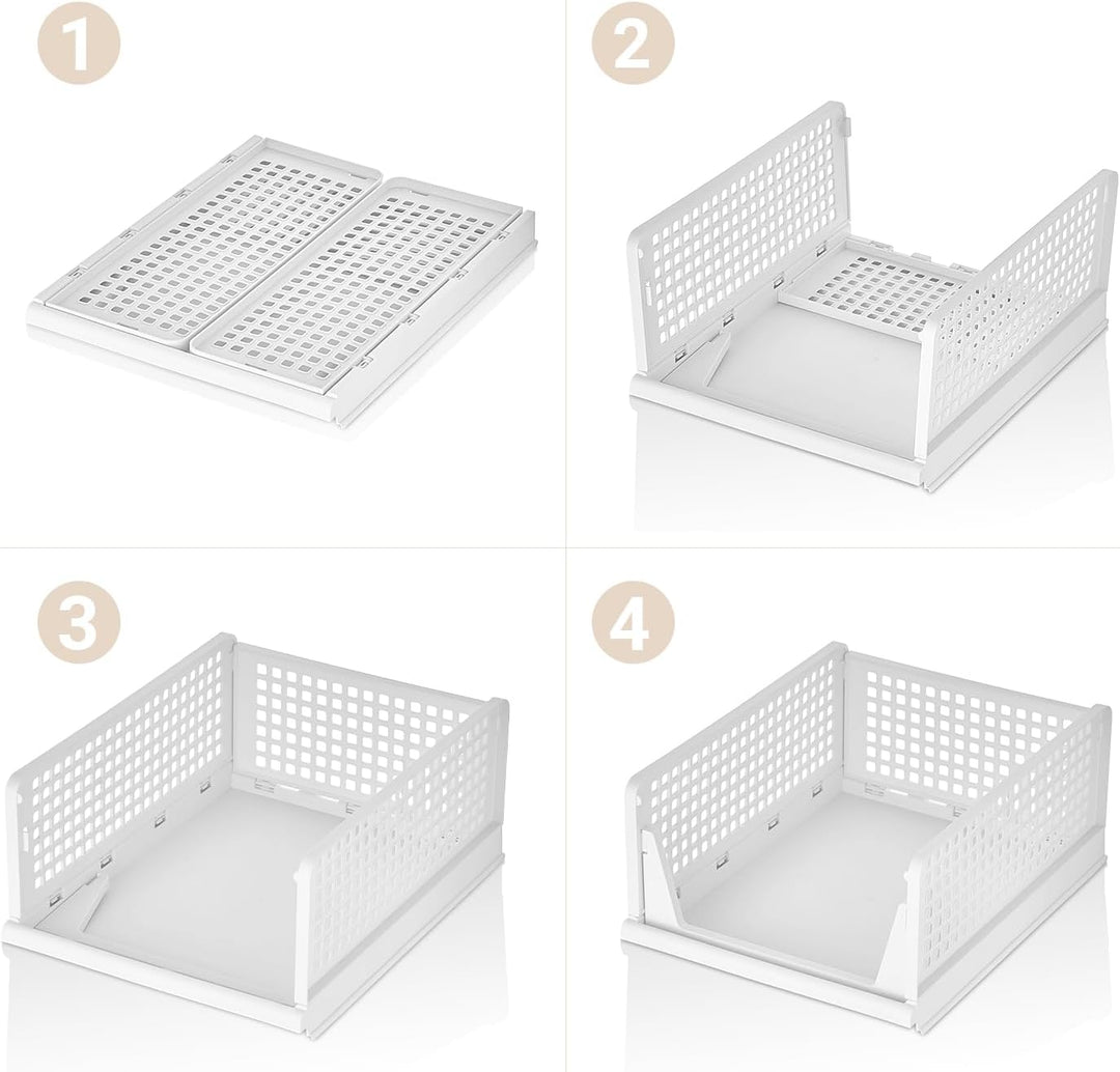 Ally Maison® Schrank Organizer 3er Set (Faltbar & Stapelbar) – Kleiderschrank Organizer Boxen, platz