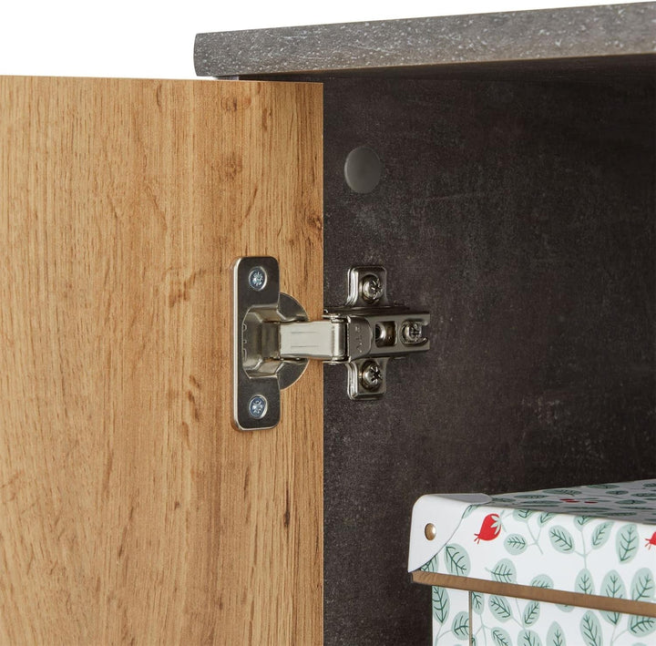 CARO-Möbel Kommode Locarno mit 2 Schubladen und Türen, modernes Highboard Bürokommode in Beton dunke