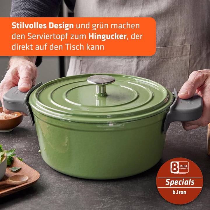 Berndes Bräter B.iron 3,75L mit Deckel - 24 cm - Gusseisen mit Emaillebeschichtung - Kochtopf zum Sc