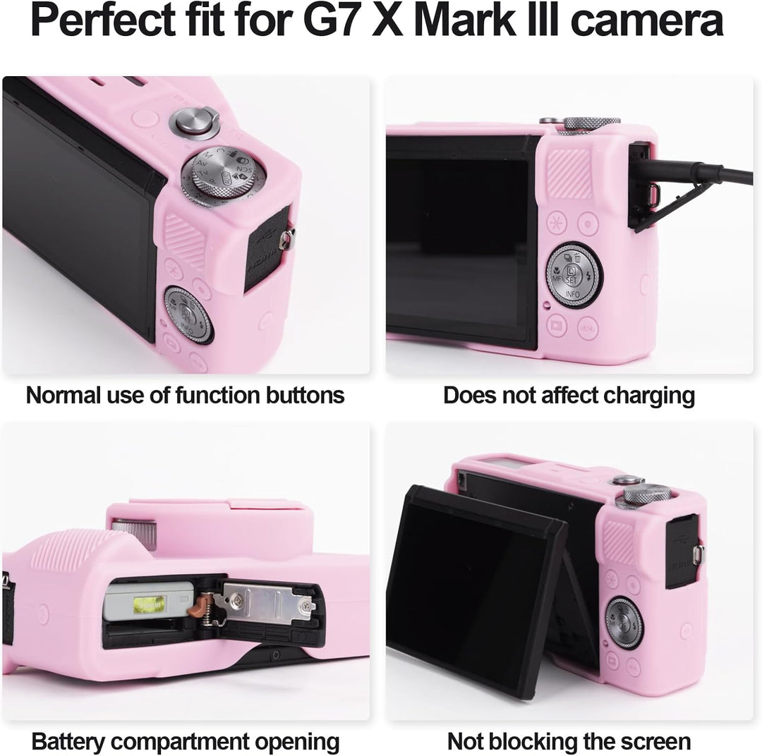 Rieibi Silikon-Schutzhülle für Canon G7X Mark III Hülle, G7X Mark III Zubehör mit 2 Stück Displaysch