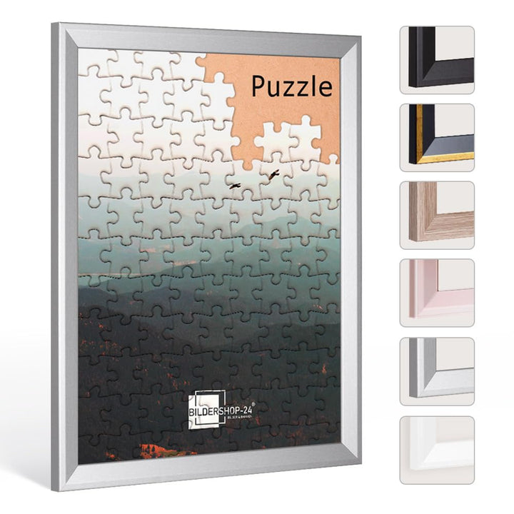 Bildershop-24 Puzzlerahmen PRIO 50x70cm Alu geschliffen (dekor) für ca. 500-1000 Teile, Alu Geschlif
