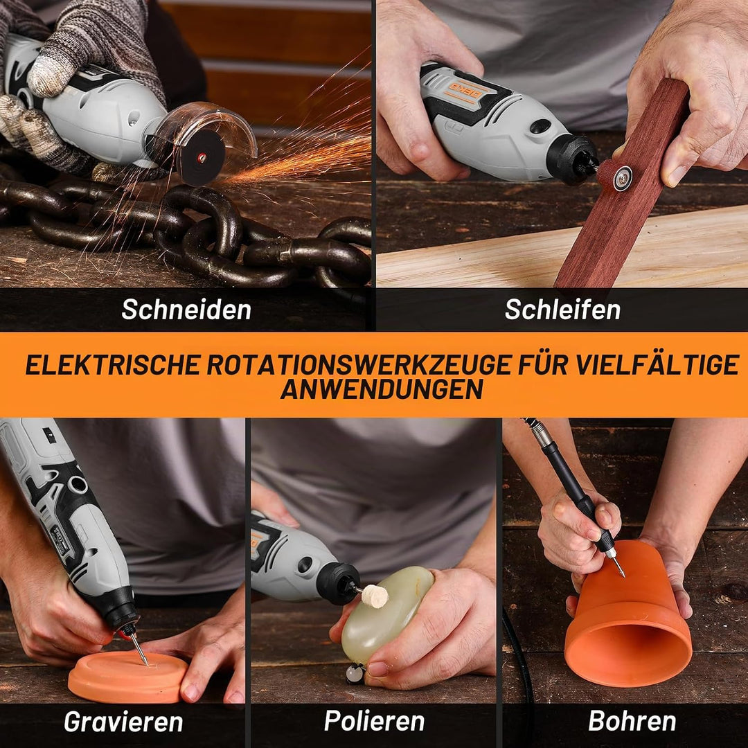 Multifunktionswerkzeug Rotationswerkzeug Gravur Gerät Mini Schleifer: DEKOPRO 170W 127 Zubehör Set V