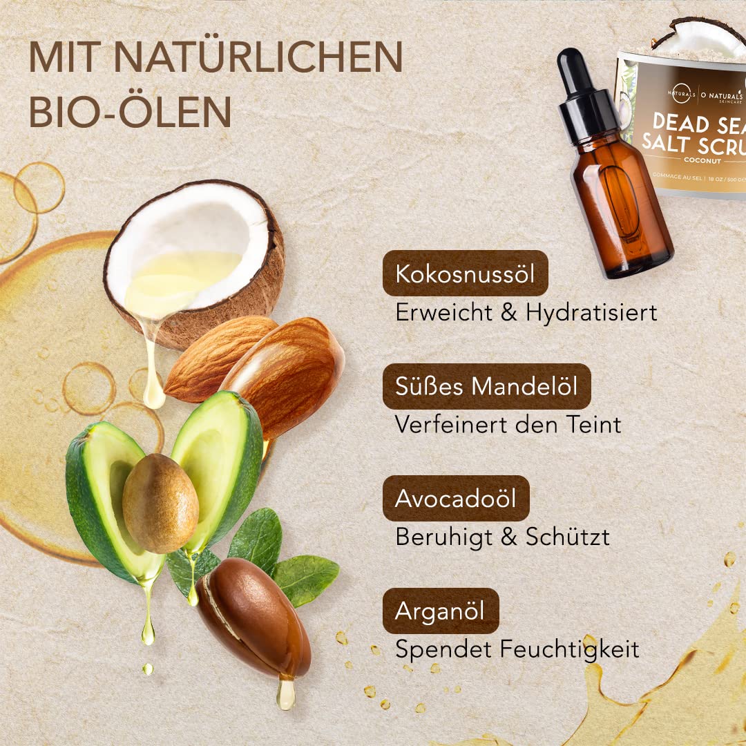 Körperpeeling Salt Body Scrub Peeling Gesicht Peeling Körper Coconut mit Vanilla Feuchtigkeitsspende