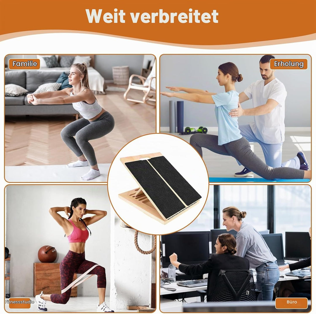 Portable Wooden Slant Board Mit Griff, Balance Board aus Holz, Verstellbares mit 5 Neigungswinkel, B