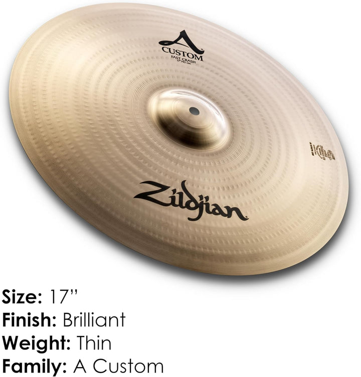 Zildjian A Custom Series - 17" Fast Crash Cymbal - Brilliant finish 17 Zoll, 17 Zoll