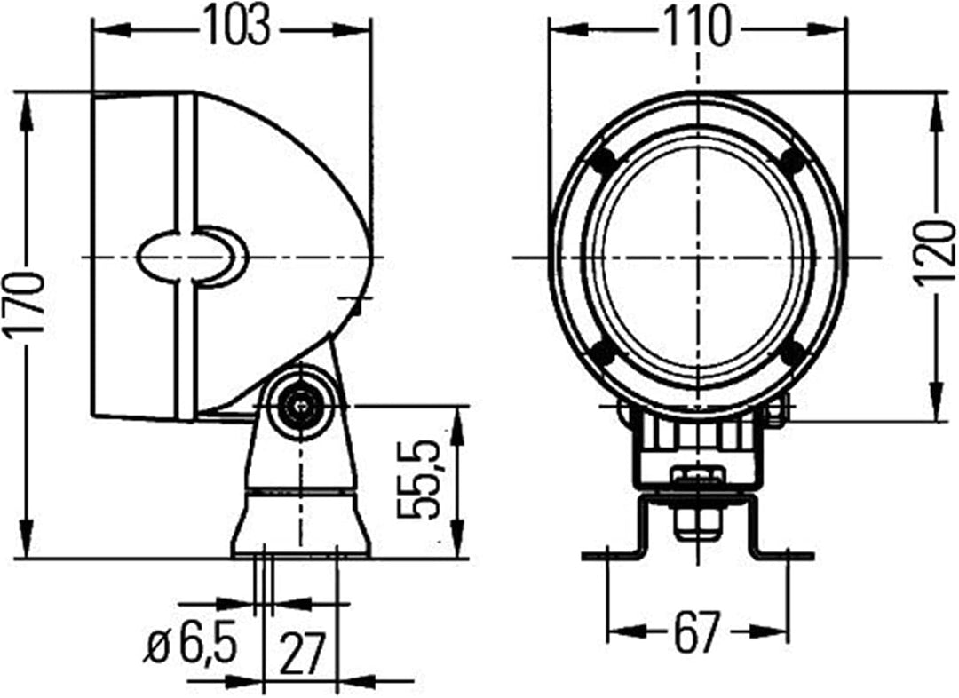 HELLA - Halogen-Arbeitsscheinwerfer - Mega Beam - 12/24V - Anbau/geschraubt - stehend/schwenkbarer M