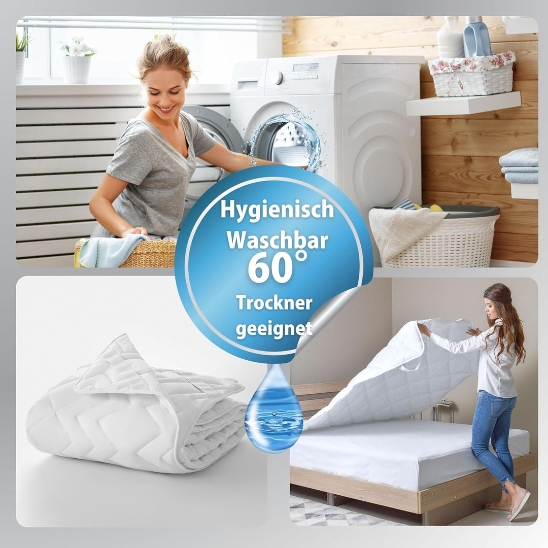 sei Design Matratzenschoner 160x200 atmungsaktiv - Luxuriöse Matratzenschutz Auflage - Extra Soft &