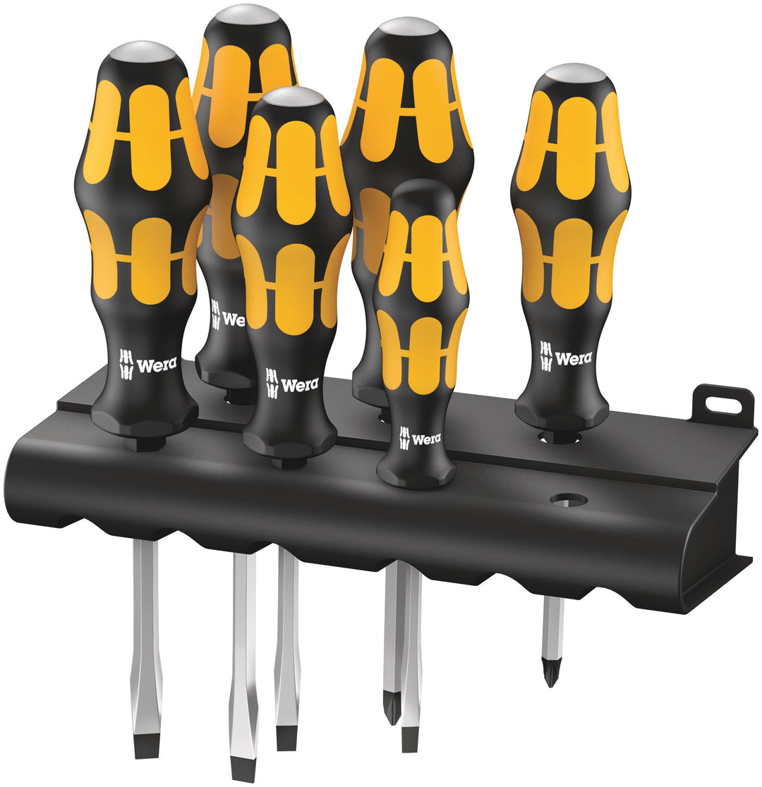 Wera Schraubendrehersatz 932/918/6 Kraftform Plus: Der Schraubmeissel + Rack, 6-teilig, 05018287001,