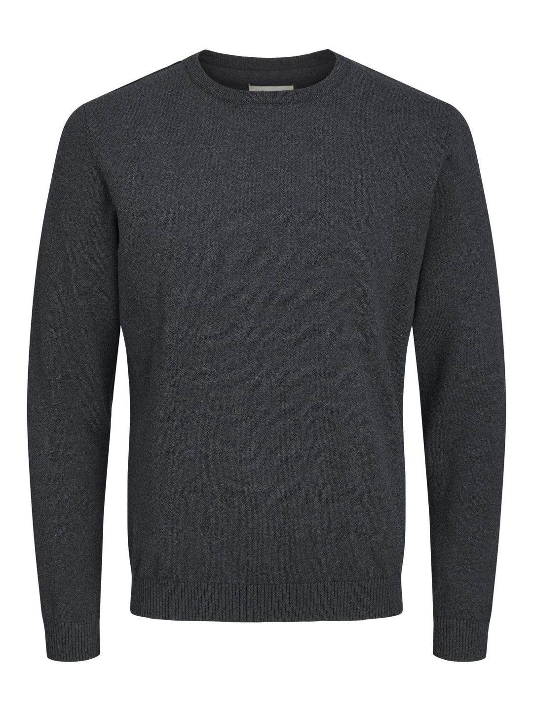 JACK &amp; JONES Male Strickpullover mit Rundhals Einfarbig Strickpullover mit Rundhals Dark Grey Melang