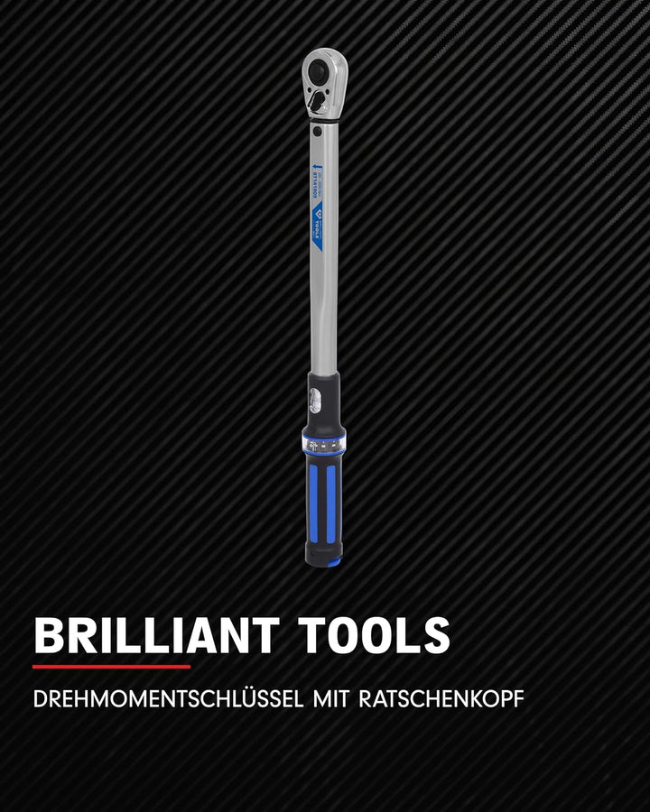 BRILLIANT TOOLS Ratschen Drehmomentschlüssel 3/8" mit Umschalt-Ratschenkopf BT141907 I 5-50 Nm I Mit
