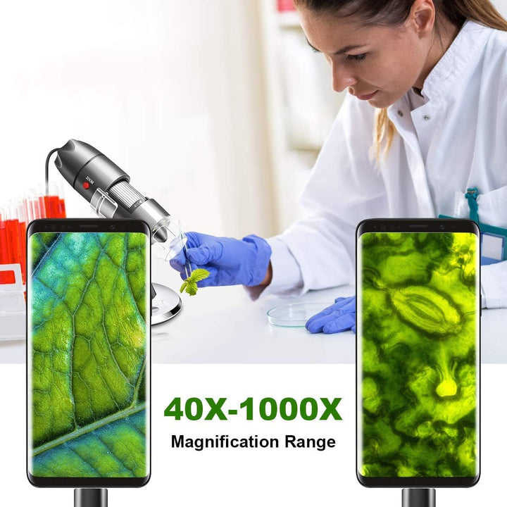 Cainda USB-Mikroskop-Kamera, 40 x bis 1000 x, digitales Mikroskop mit Metallständer und Tragetasche,