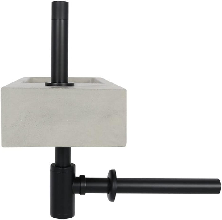Differnz Jukon Waschbecken klein, Handwaschbecken Beton Grau, Armaturen Matt Schwarz, Gerade Wasserh