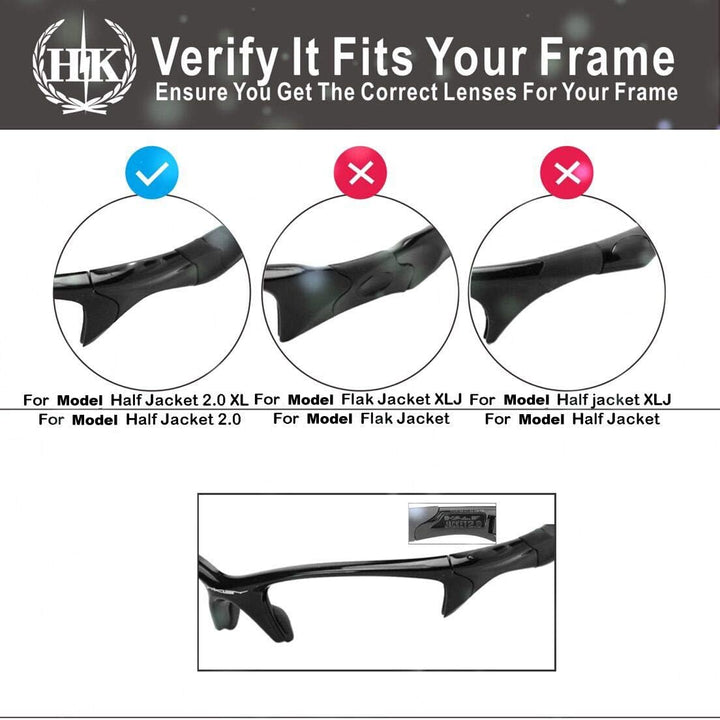 HKUCO Plus Mens Replacement Lenses For Oakley Half Jacket 2.0 XL - 1 pair Combo Pack
