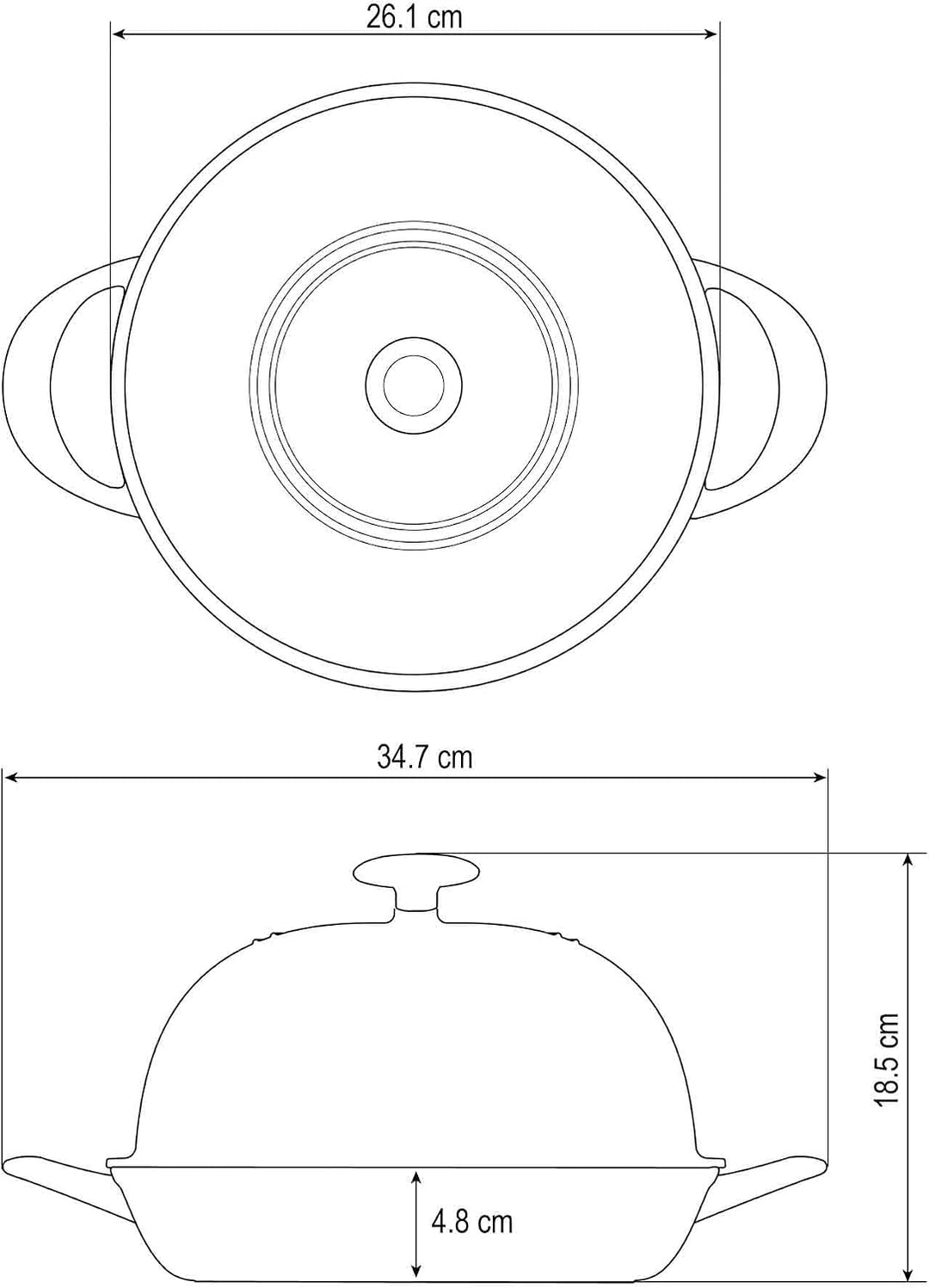 tramontina Brotbräter aus Emailliertem Gusseisen mit Deckel, Bis 260 °C Schwarz, Schwarz