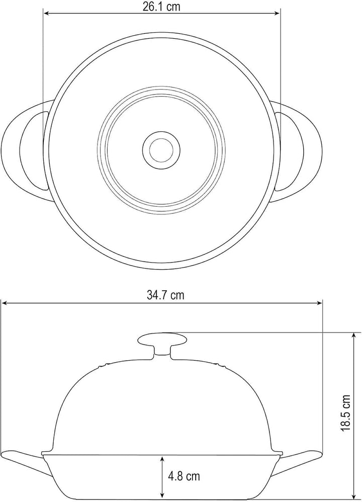 tramontina Brotbräter aus Emailliertem Gusseisen mit Deckel, Bis 260 °C Schwarz, Schwarz