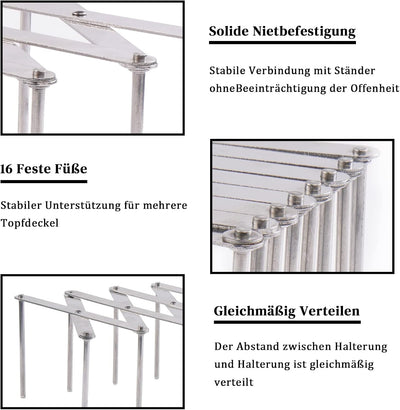 Hjumarayan 2 Stück Verstellbarer Edelstahl Topfdeckelhalter, Spareribs-Halter, Grill Rippchenhalter,