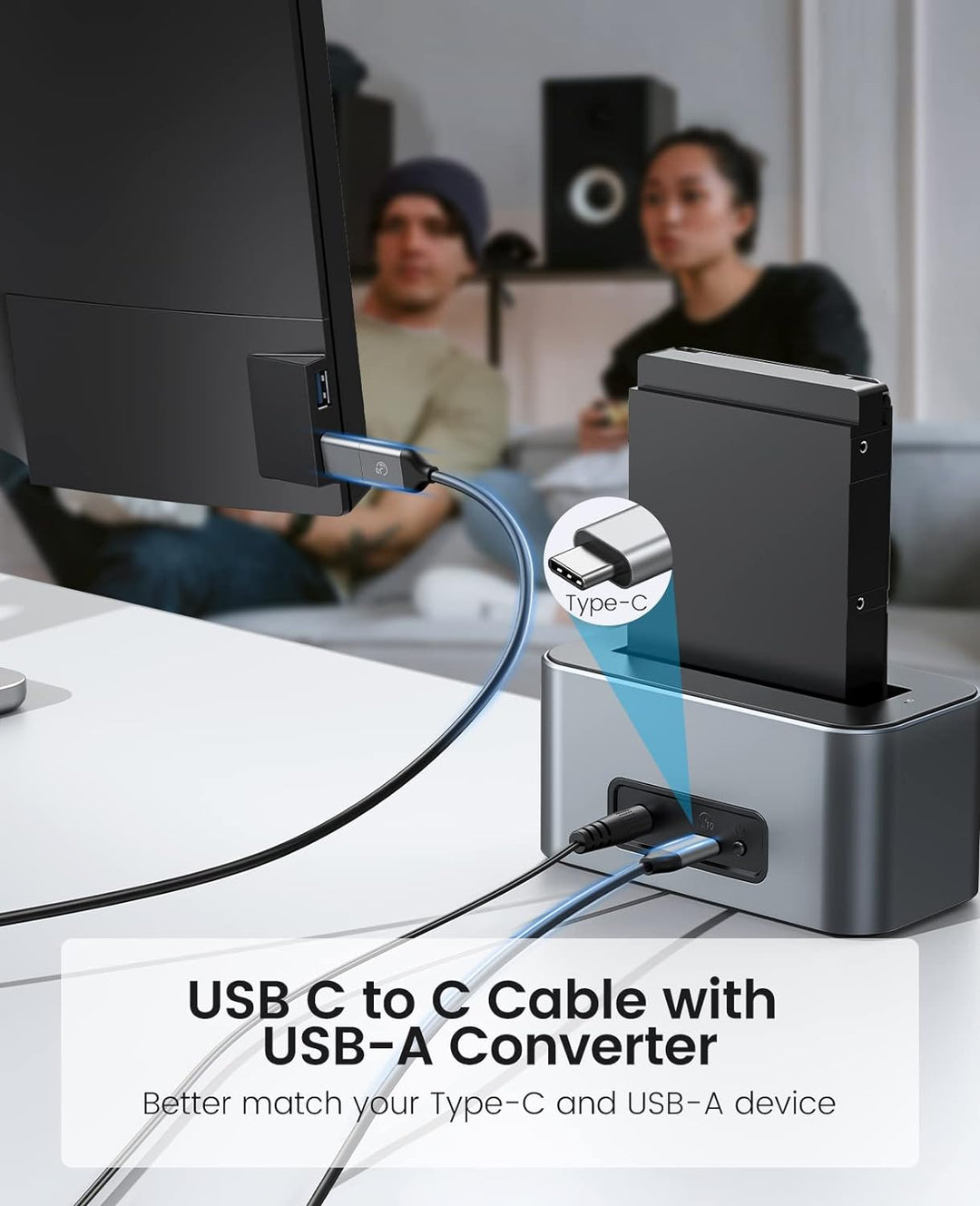 ORICO Aluminium Festplatten Dockingstation, 6Gbps USB 3.2 Gen 2 SSD/HDD Docking Station für SATA 2,5