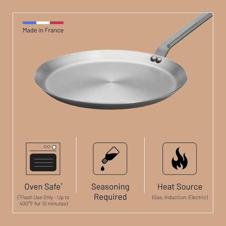 DeBuyer 5615.30 Mineral B Element Crepe Pfanne, Eisen, silber, Ø30 cm Ø 30 cm Einzigartig, Ø 30 cm E