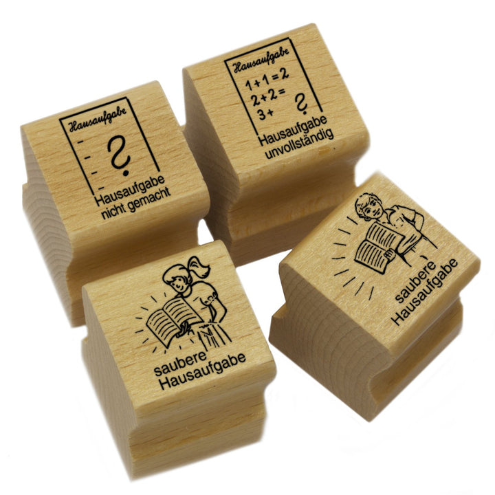 Elbi Stempelset: 4 x Hausaufgabenstempel (Hausaufgabe nicht gemacht, Hausaufgabe unvollständig, saub