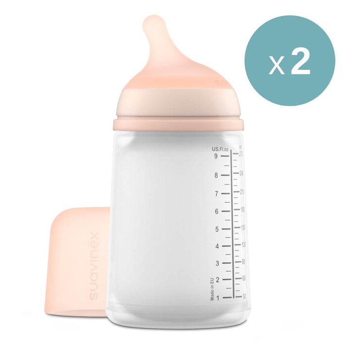 Suavinex, Zero Zero Anti-Kolik Babyflaschen-Set, 4 Baby-Fläschchen: 2 x 180ml mit anpassbarem Nahrun