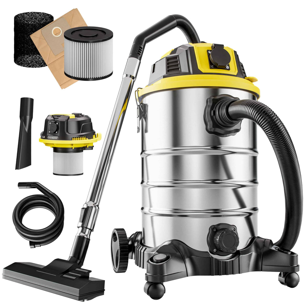 Monzana® Nass Trockensauger 30L GS-Zertifiziert Steckdose 9m Bewegungsradius Industrie Staubsauger 1