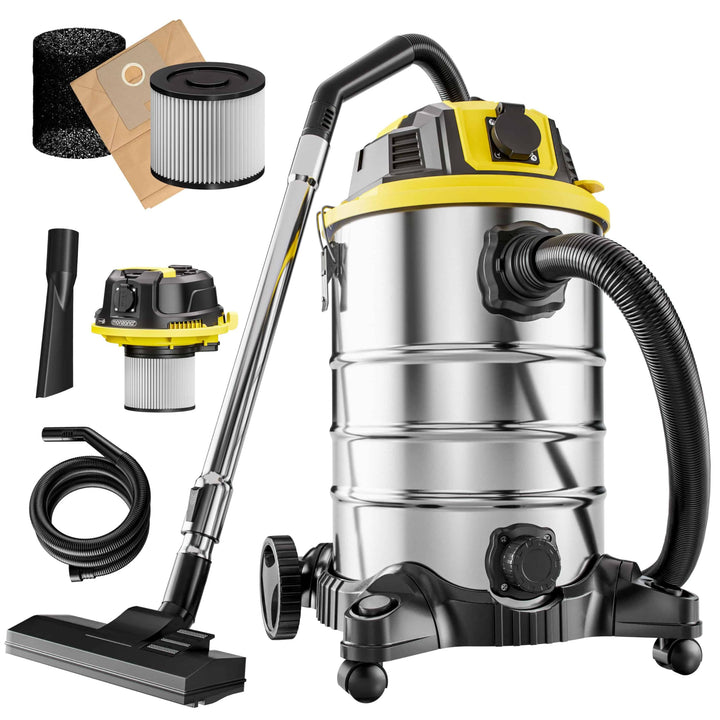 Monzana® Nass Trockensauger 30L GS-Zertifiziert Steckdose 9m Bewegungsradius Industrie Staubsauger 1