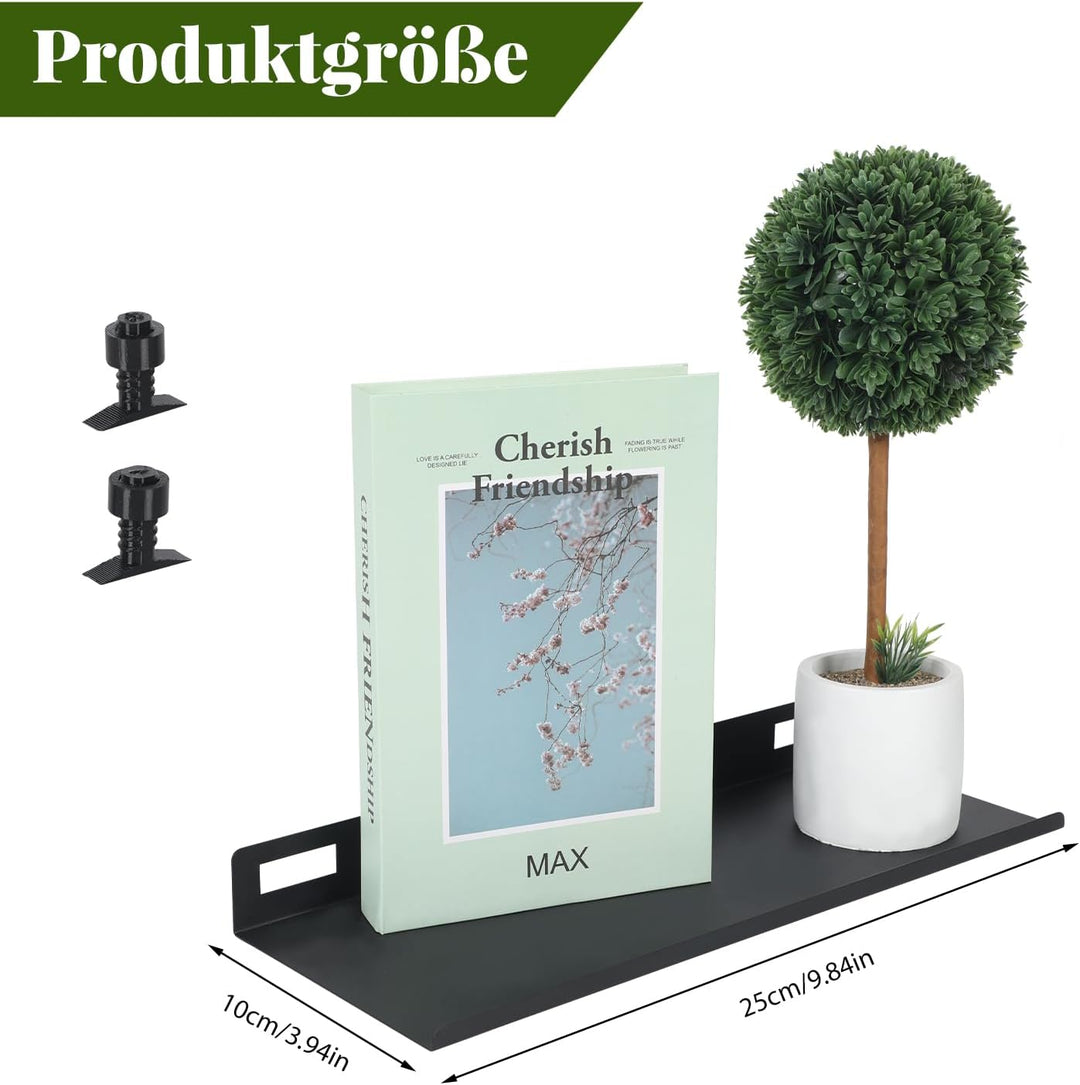 Regal für Akustikpaneele ohne Bohren, 25×10cm Metall Schweberegal Akustikpaneele Wandregale für Büro