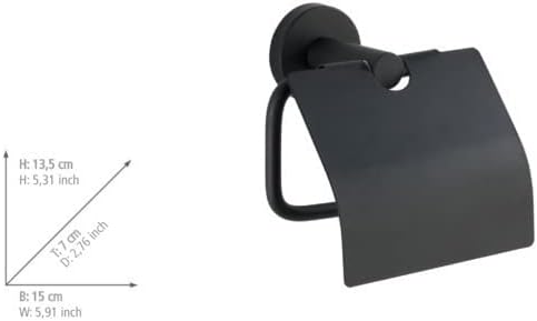 WENKO Toilettenpapierhalter Edelstahl Bosio Black matt mit Deckel - WC-Rollenhalter, mit Deckel, Ede