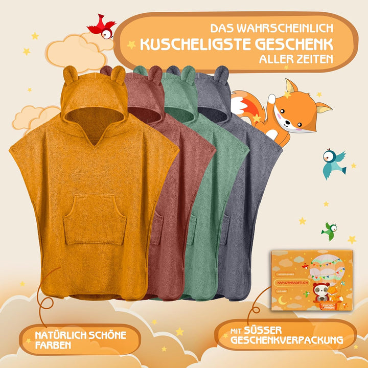 Fuchs&Panda® Badeponcho Kinder EXTRA warm, weich & kuschelig (100% Bambus) | Badeponcho Baby | Handt