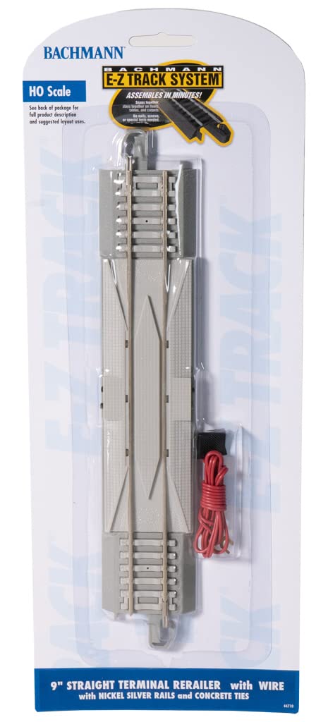 Bachmann Züge – Snap-Fit E-Z Track 22,9 cm gerader Terminal Rerailer mit Draht (1/Karte) – Nickel-Si