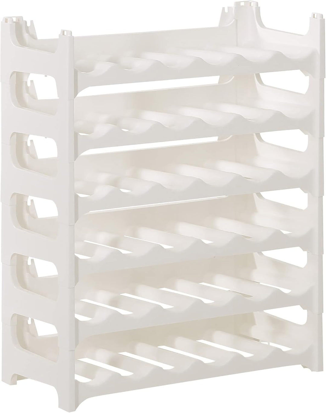 Novaliv Weinregal für 36 Flaschen | Flaschenregal Weiss | Regal stabilem Kunststoff (Weiss, 6) 6 Wei