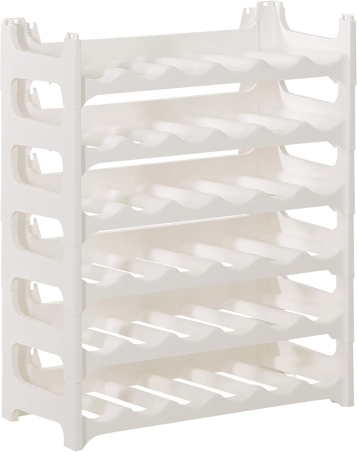 Novaliv Weinregal für 36 Flaschen | Flaschenregal Weiss | Regal stabilem Kunststoff (Weiss, 6) 6 Wei