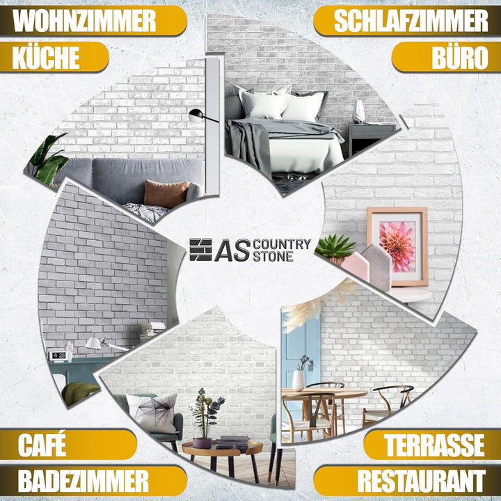 AS Country Stone - Wandverkleidung Steinoptik - Einfache Montage - Wandpaneele Steinoptik für Innen-