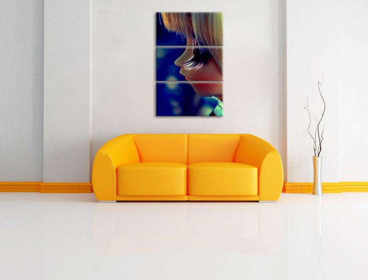 Pullip-Püppchen mit sehr langen Wimpern NewArt 3-Teiler Leinwandbild 120x80 Bild auf Leinwand, XXL r