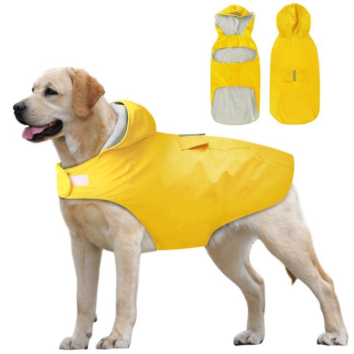 Idepet Regenmantel für Hunde mit Kragenloch Wasserdicht Reflektierend Winddicht Poncho Regenjacke mi