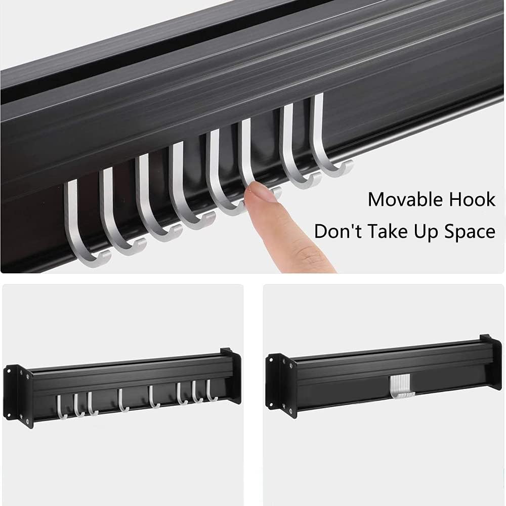 Hakenleiste Küche, Küchenhalterung Ohne Bohren mit Haken, Messerblock Ohne Messer, Küchenreling mit