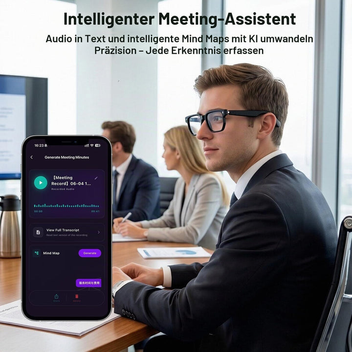 2026 AI Smart Brille Für Reisen, Meetings und Business Schwarz, Schwarz