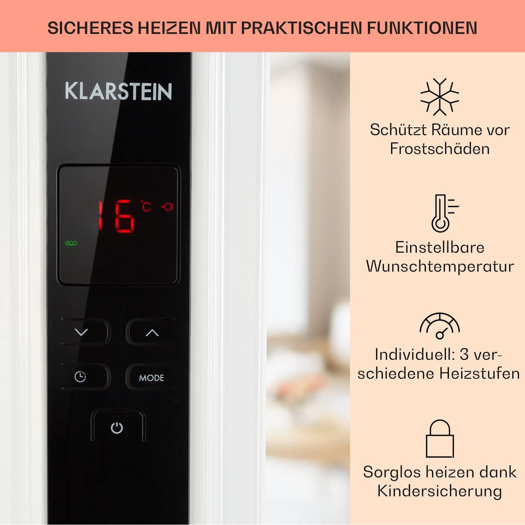 Klarstein Thermaxx 2500 Ölradiator - elektrische Heizung, 2500 Watt Leistung, 5-35 °C, spezielle Rip